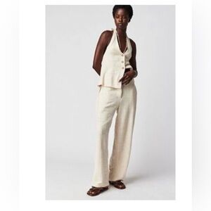 Free People Take Me to Paris low-back Cream Women's pant set